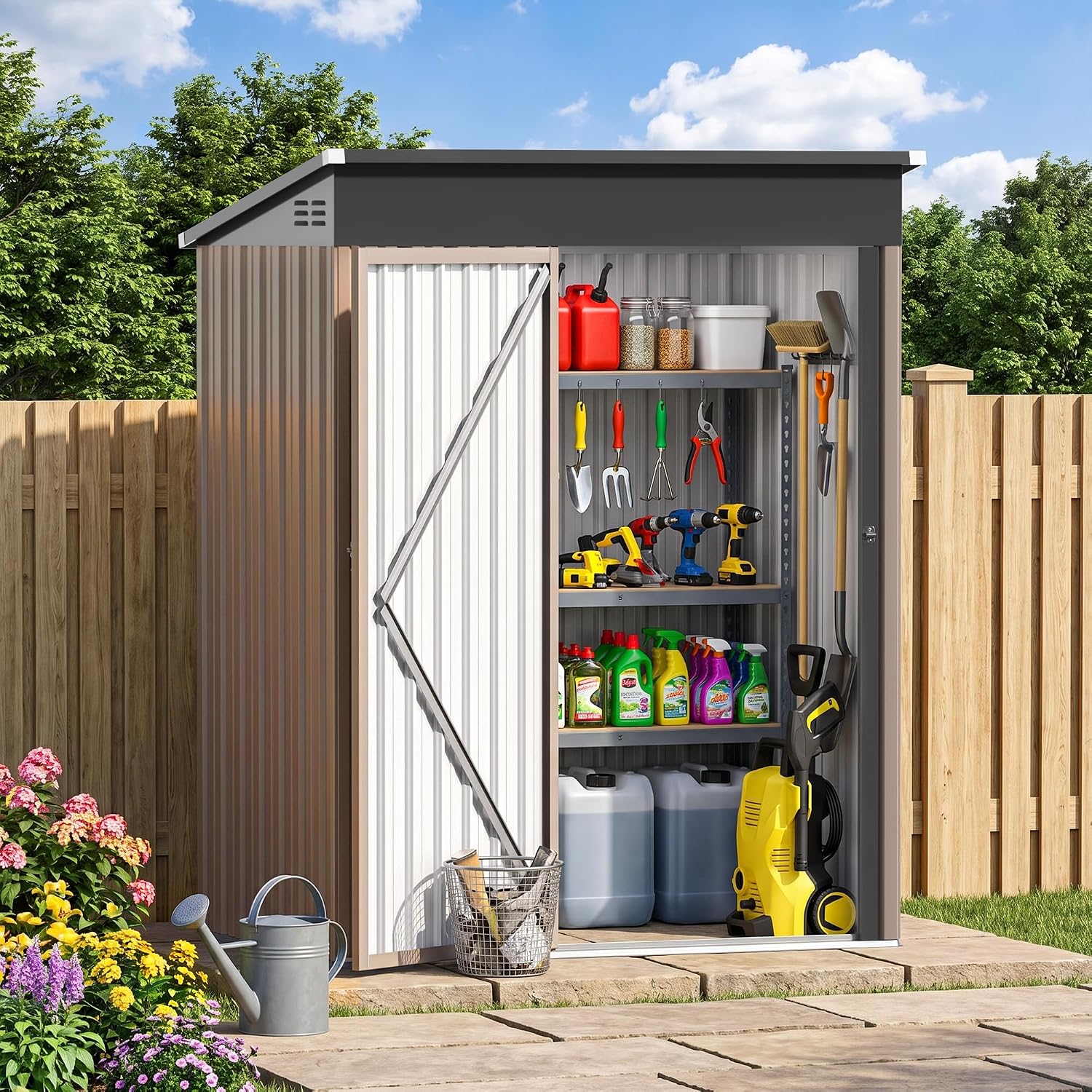 5x3FT Metal Storage Shed with  - огляд і ціна Garden Tools