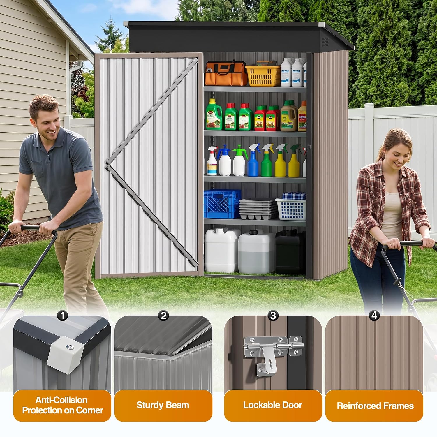 5x3FT Metal Storage Shed with  - огляд і ціна Garden Tools