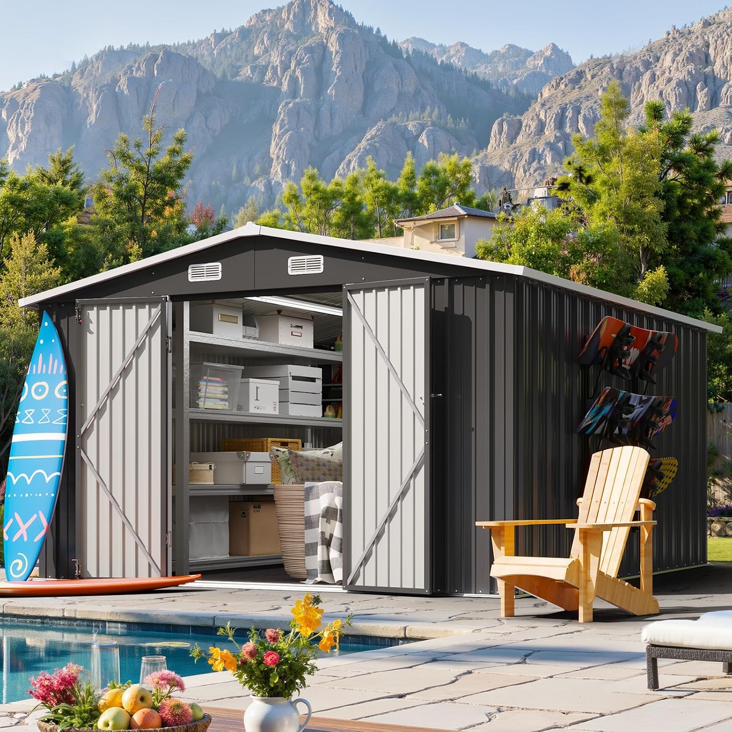 10x12FT Outdoor Storage Shed W - огляд і ціна Garden Tools