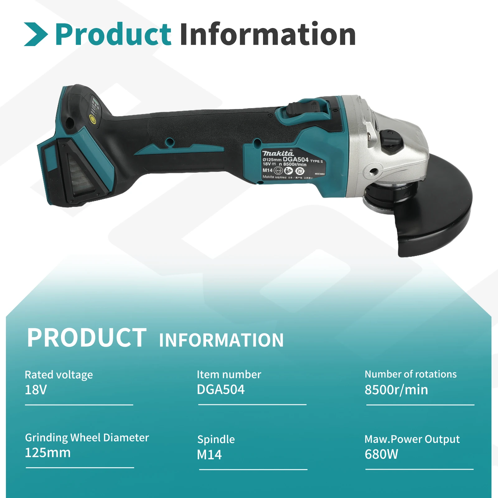 Makita DGA504 125mm Brushless  - огляд і ціна Brushless Angle Grinder Battery Powered