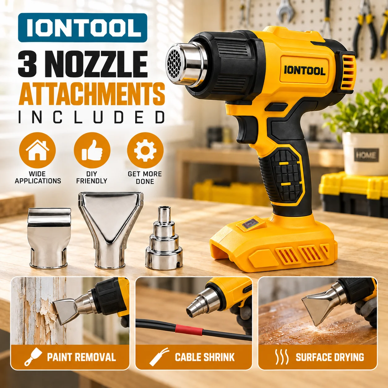 IONTOOL Yellow Cordless Heat G - огляд і ціна Cordless Heat Gun For Shrink Tubing