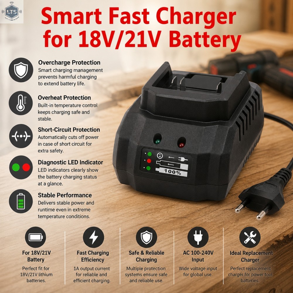 18V 21V Pin Battery Charger Fo - огляд і ціна Brushless Cordless Electric Drill 18V