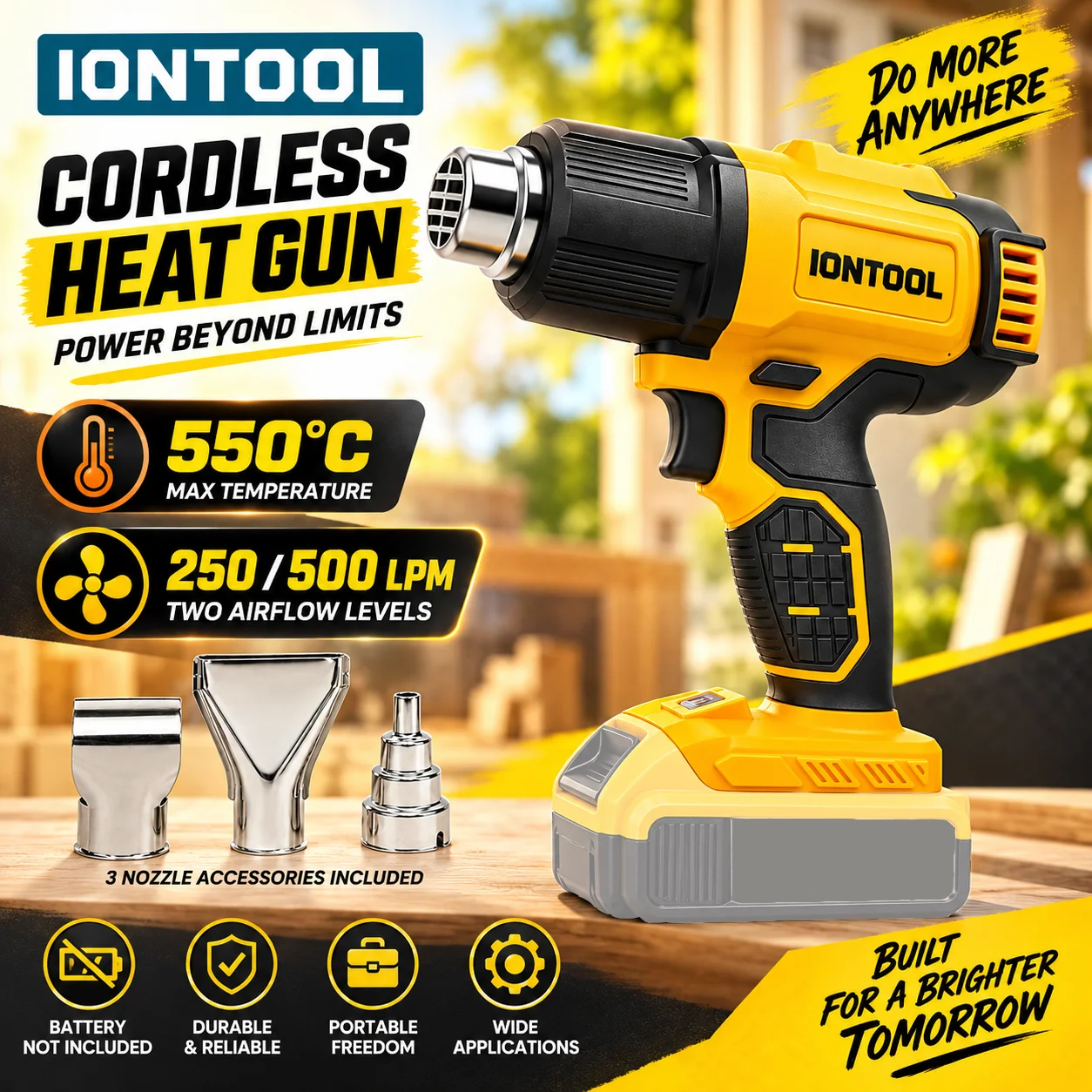 IONTOOL 550℃ Cordless Heat Gun - огляд і ціна Cordless Heat Gun For Shrink Tubing