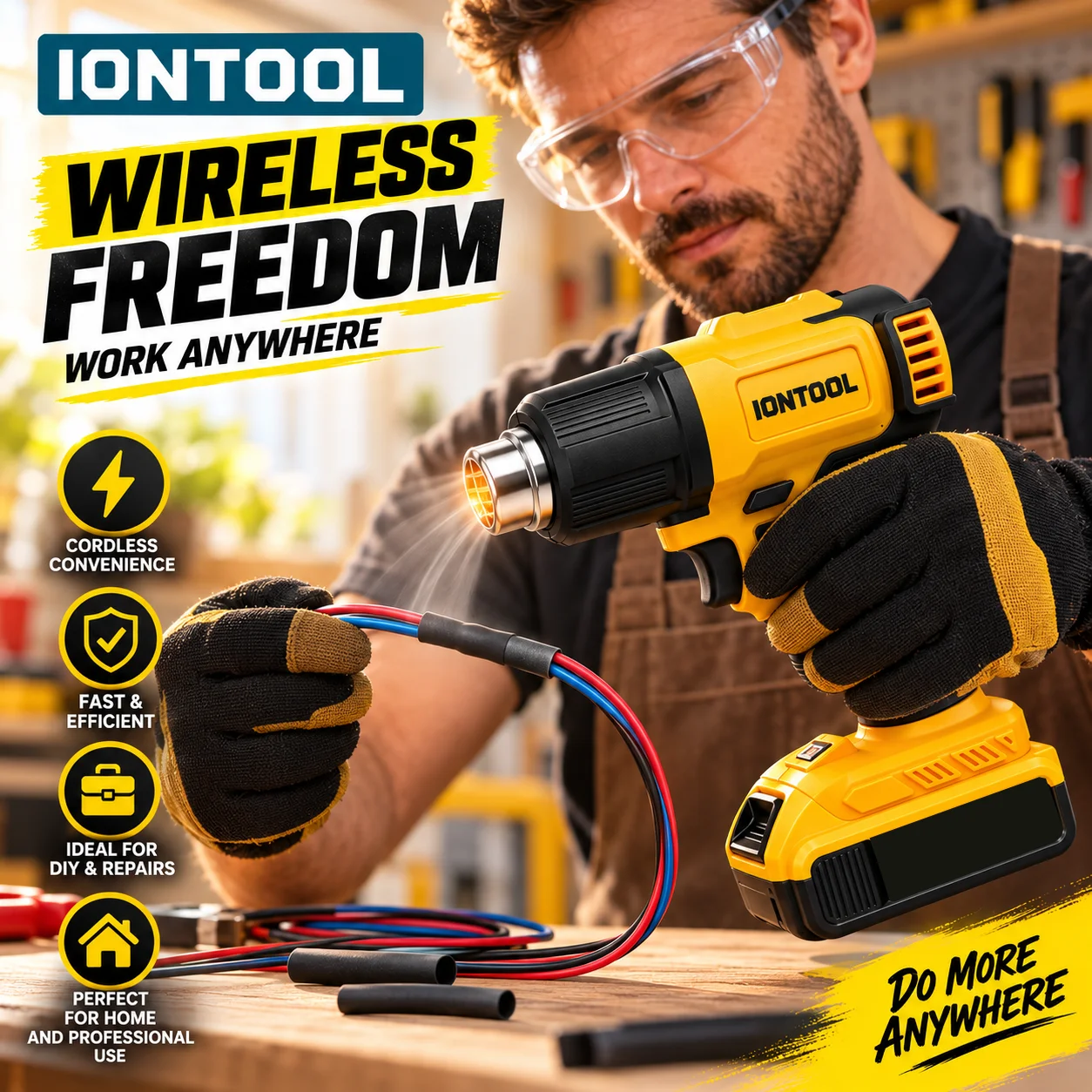 IONTOOL 550℃ Cordless Heat Gun - огляд і ціна Cordless Heat Gun For Shrink Tubing